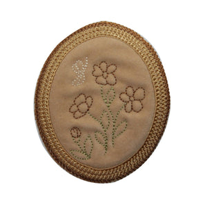 ID 6995 Stitched Flower Badge Patch Garden Blossom Embroidered Iron On Applique