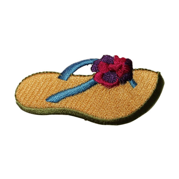 ID 7000 Flower Sandal Patch Summer Beach Flip Flop Embroidered Iron On Applique