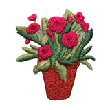ID 7047 Potted Pink Flower Plant Patch Garden Bloom Embroidered Iron On Applique