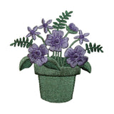 ID 7050 Purple Flower In Pot Patch Garden Blossom Embroidered Iron On Applique