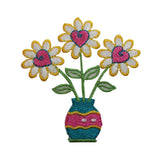 ID 7052 Yellow Heart Daisy Patch Blossom Plant Love Embroidered Iron On Applique