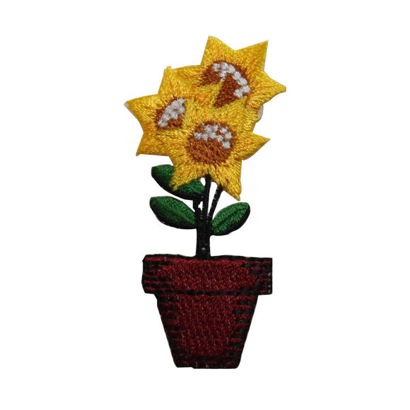 ID 7057 Potted sunflower Plant Patch Garden Blossom Embroidered Iron On Applique