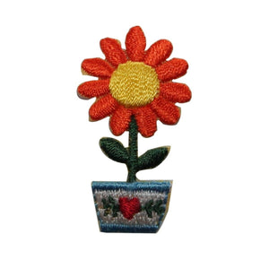 ID 7059 Sunflower In Vase Patch Garden Daisy Blossom Embroidered IronOn Applique