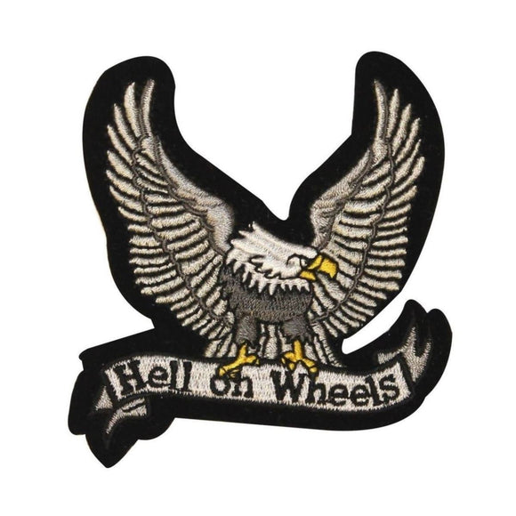 Hell on Wheels Eagle Patch Motorcycle Biker Badge Embroidered Iron On Applique