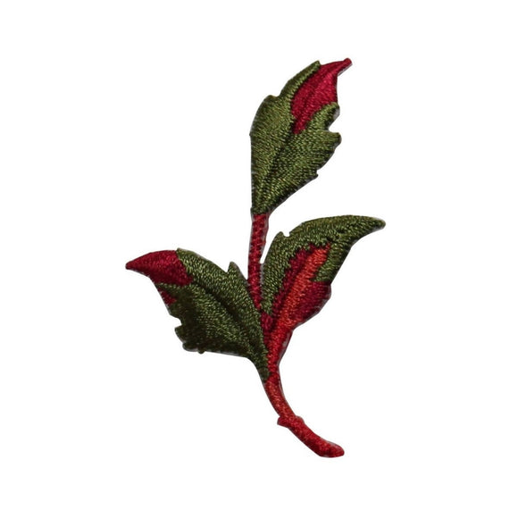 ID 7146 Red Flower Vine Patch Garden Plant Leaves Embroidered Iron On Applique