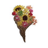 ID 7070 Bouquet of Flowers Patch Cornucopia Blossom Embroidered Iron On Applique