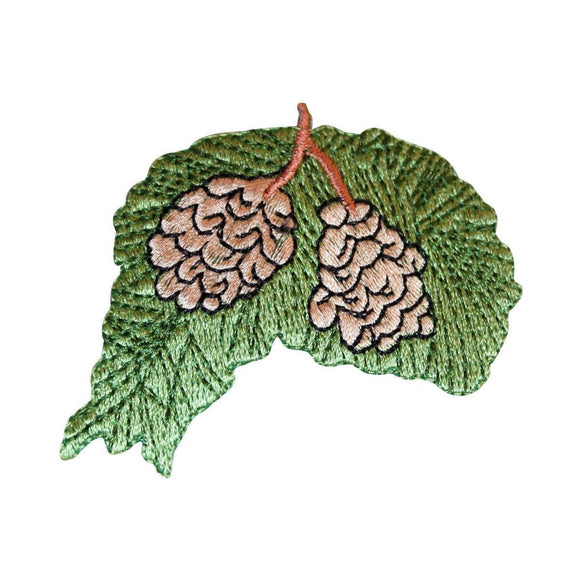 ID 7179 Pinecones On Tree Branch Patch Evergreen Embroidered Iron On Applique