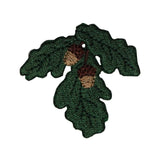 ID 7198 Green Leaf With Acorns Patch Pine Nature Embroidered Iron On Applique