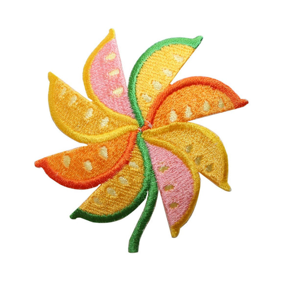 ID 7306 Fruit Slice Pinwheel Patch Citrus Food Sign Embroidered Iron On Applique