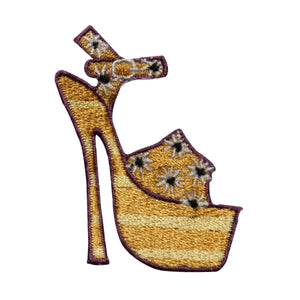 ID 7319 Yellow Floral High Heel Patch Fashion Shoe Embroidered Iron On Applique
