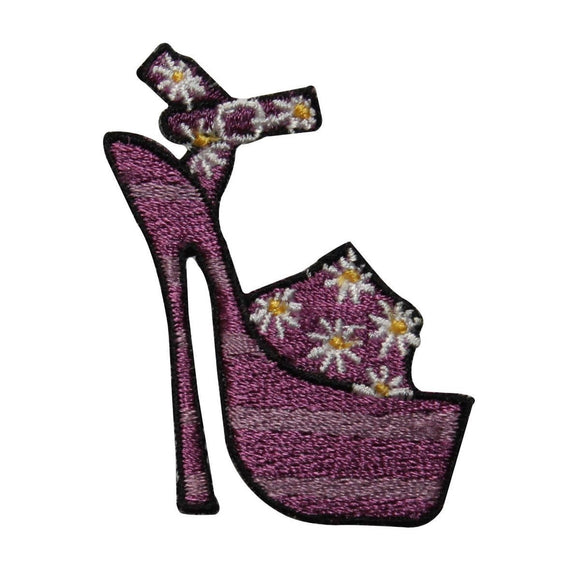 ID 7322 Purple Floral High Heel Patch Fashion Shoe Embroidered Iron On Applique
