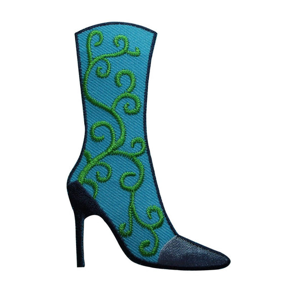 ID 7325 Blue High Heel Vines Patch Fashion Shoe Embroidered Iron On Applique