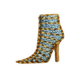 ID 7331 Lot of 3 Striped High Heel Boot Patch Shoe Embroidered Iron On Applique