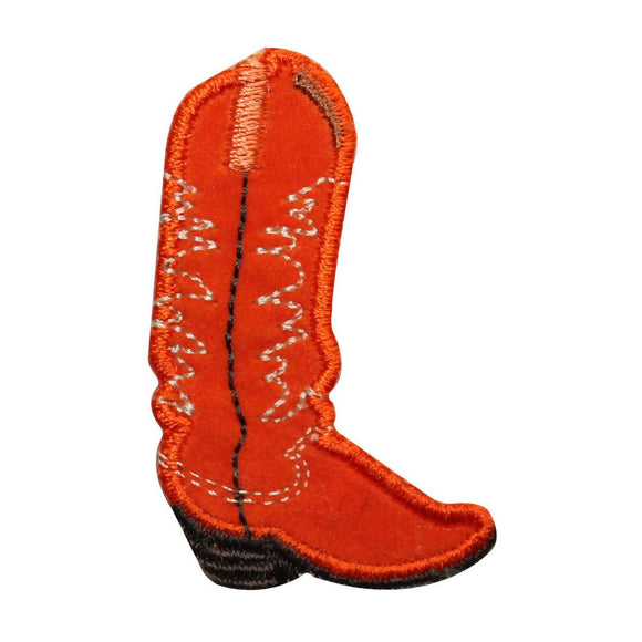ID 7336 Right Orange Cowboy Boot Patch Western Work Embroidered Iron On Applique