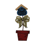 ID 7263 Potted Bird House Patch Plant Garden Craft Embroidered Iron On Applique
