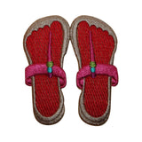 ID 7364 Red Beach Flip Flops Patch Water Shoe Sandal Embroidered IronOn Applique