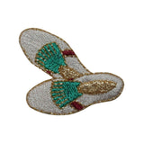 ID 7365 Fancy White Slip Shoe Patch Slipper Dance Embroidered Iron On Applique