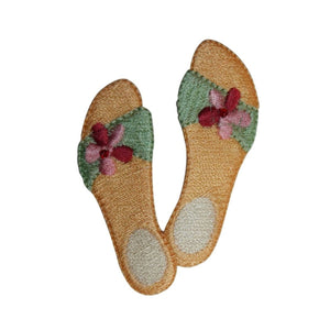 ID 7375 Yellow Floral Sandals Patch Beach Shoe Slip Embroidered Iron On Applique