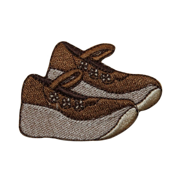 ID 7379 Brown Moccasin Shoes Patch Clogs Fashion Embroidered Iron On Applique