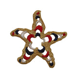 ID 7293 Patriotic Star Fish Patch Strip Gold Craft Embroidered Iron On Applique