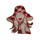 ID 7503 Woman Mannequin With Floral Hat Patch Model Embroidered Iron On Applique