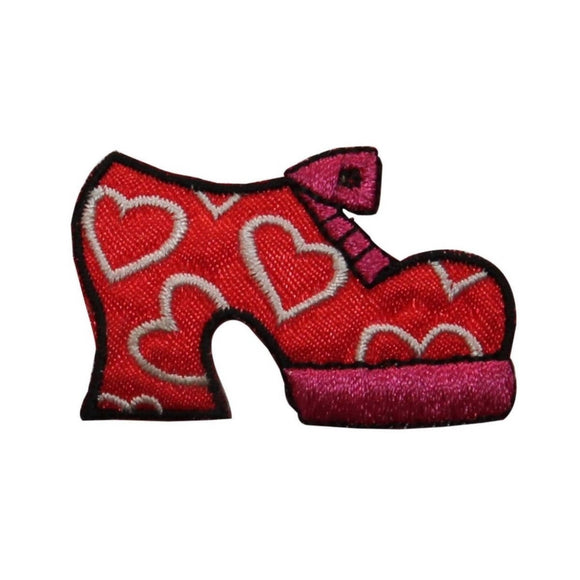 ID 7419 Red Heart Heel Boot Patch Fashion Shoe Love Embroidered Iron On Applique