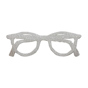 ID 7514 White Eyeglass Patch Read Glasses Fashion Embroidered Iron On Applique