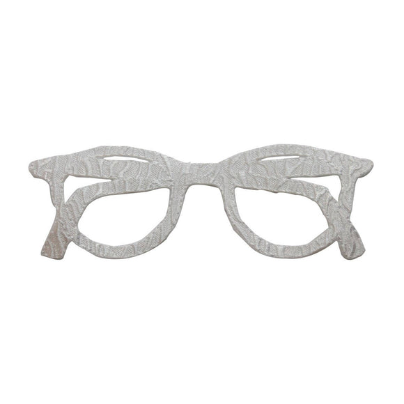 ID 7514 White Eyeglass Patch Read Glasses Fashion Embroidered Iron On Applique