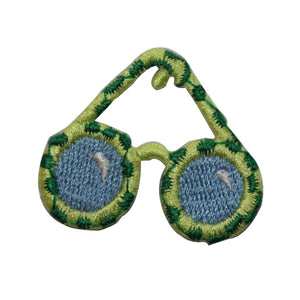 ID 7526 Green Spotted Sun Glasses Patch Eye Wear Embroidered Iron On Applique