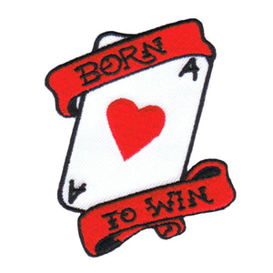 Born To Win Patch Ace Hearts Casino Poker Gambler Embroidered Iron On Applique