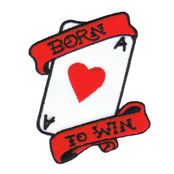 Born To Win Patch Ace Hearts Casino Poker Gambler Embroidered Iron On Applique