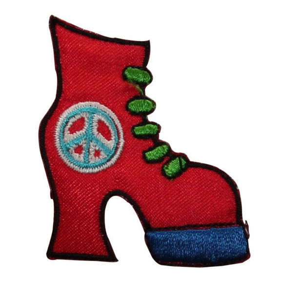 ID 7432 Peace Sign Boot Patch Fashion Shoe High Heel Embroidered IronOn Applique