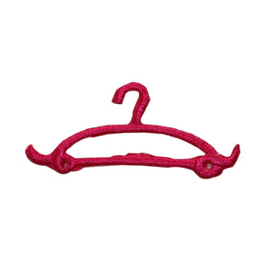 ID 7561 Pink Clothes Hanger Patch Plastic Closet Embroidered Iron On Applique