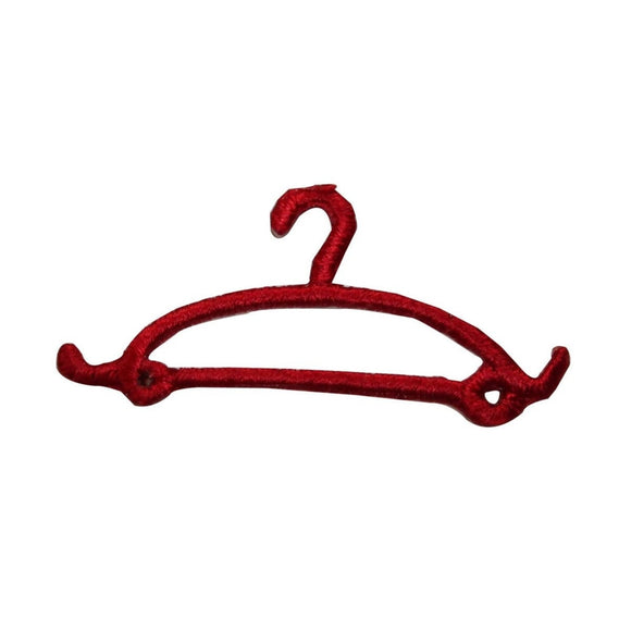 ID 7563 Red Clothes Hanger Patch Plastic Closet Embroidered Iron On Applique