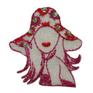 ID 7496 Woman With Sun Hat Patch Mannequin Fashion Embroidered Iron On Applique