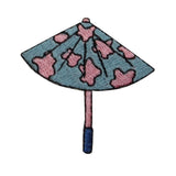 ID 7568 Pink Spotted Umbrella Patch Rain Parasol Embroidered Iron On Applique