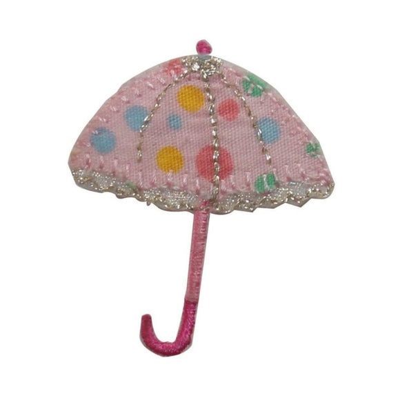 ID 7569 Polka Dotted Umbrella Patch Parasol Fashion Embroidered Iron On Applique