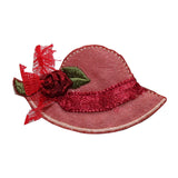 ID 7601 Rose Pink Flower Hat Patch Woman Lace Cap Embroidered Iron On Applique