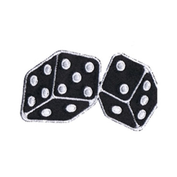 Black Fuzzy Dice Patch Roll Plush Gamble Symbol Embroidered Iron On Applique