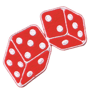 Red Fuzzy Dice Patch Roll Plush Gamble Symbol Embroidered Iron On Applique