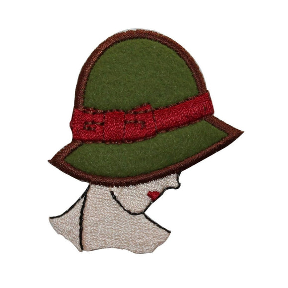 ID 7583 Woman Wearing Cloche Hat Patch Felt Fashion Embroidered Iron On Applique