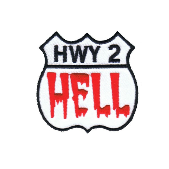 Highway 2 Hell Patch HWY To Novelty Road Sign Blood Embroidered Iron On Applique