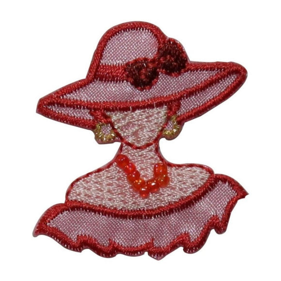 ID 7703 Woman Hat Fashion Patch Bead Fancy Mannequin Embroidered IronOn Applique