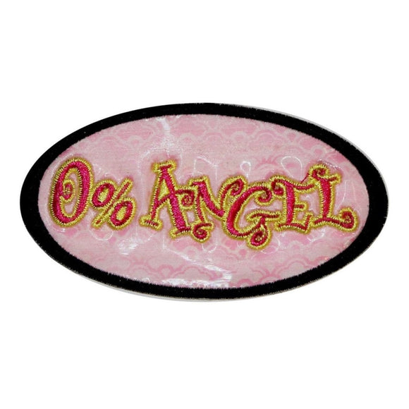 Pink 0% Angel Holographic Patch Girls Badge Biker Embroidered Iron On Applique