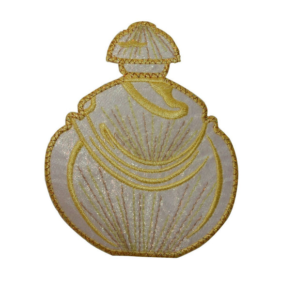 ID 7652 Yellow Shell Perfume Bottle Patch Old Glass Embroidered Iron On Applique