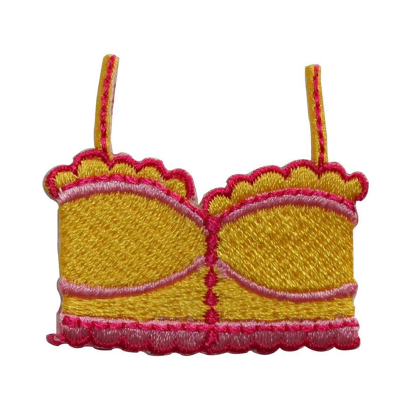 ID 7744 Yellow Tube Top Patch Fashion String Strap Embroidered Iron On Applique