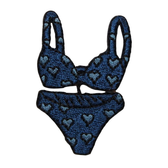 ID 7747 Blue Heart Bikini Patch Swim Suit Fashion Embroidered Iron On Applique