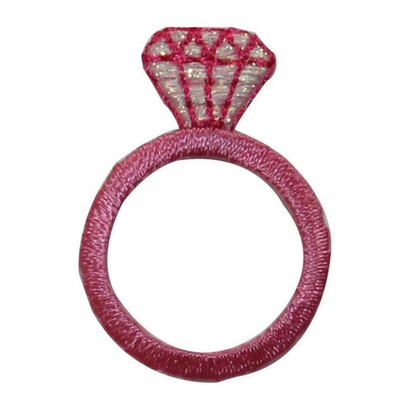 ID 7674 Pink Diamond Ring Patch Jewelry Fashion Embroidered Iron On Applique