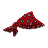 ID 7692 Red Mexican Bandana Patch Handkerchief Rag Embroidered Iron On Applique