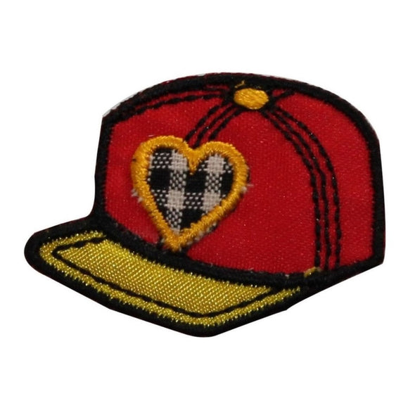 ID 7693 Red Baseball Cap Patch Heart Hat Lid Embroidered Iron On Applique